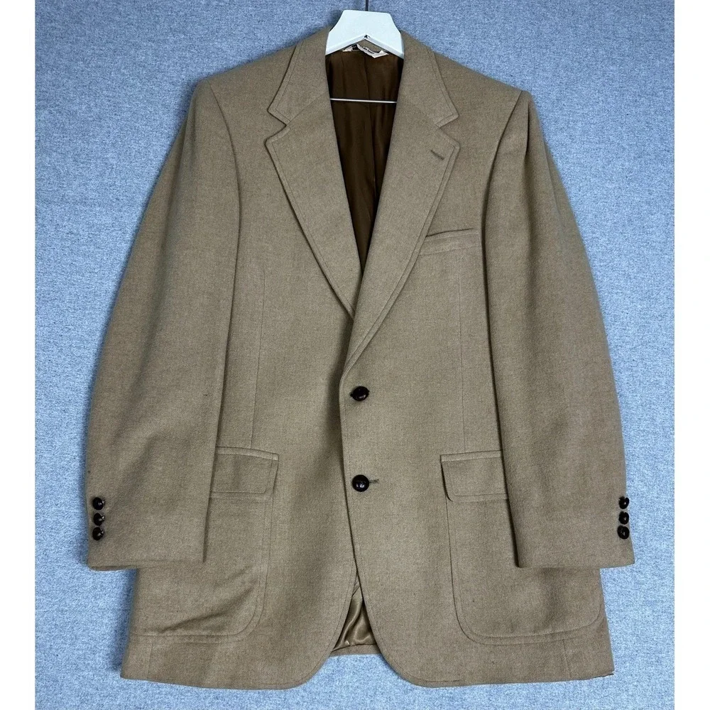 VTG‎ 80s Barrister Collection Blazer Mens 40 Camel Tan 100% Camelhair Sport Coat